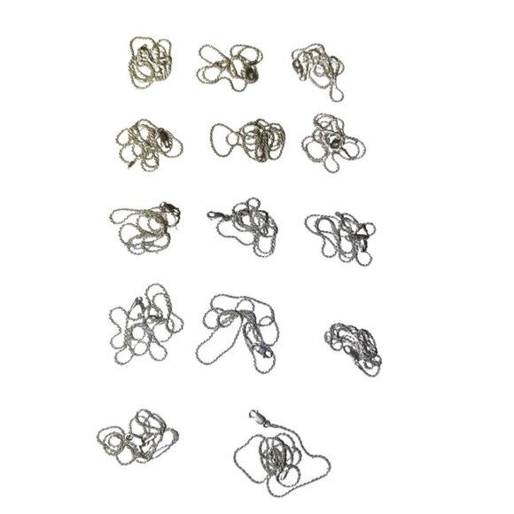 Lot of 14 Sterling Silver Chain Necklaces Lot - New Old Stock - Picture 1 of 6